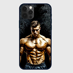 Чехол для iPhone 12 Pro Max Бодибилдер на черном, цвет: 3D-черный
