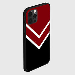 Чехол для iPhone 12 Pro Max Красный с чёрным и белые полосы, цвет: 3D-черный — фото 2
