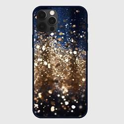 Чехол для iPhone 12 Pro Max Золотые блестки на черно-синем фоне, цвет: 3D-черный
