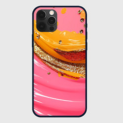 Чехол для iPhone 12 Pro Max Желтые и розовые волны текстура, цвет: 3D-черный