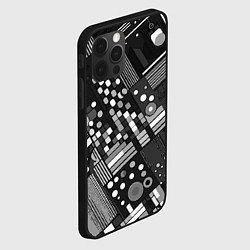 Чехол для iPhone 12 Pro Max Тёмный серый абстракция квадраты кружочки, цвет: 3D-черный — фото 2