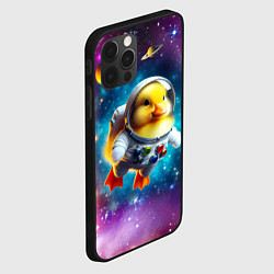 Чехол для iPhone 12 Pro Max Прикольный утёнок бравый космонавт - нейроарт, цвет: 3D-черный — фото 2