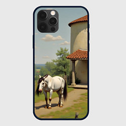 Чехол для iPhone 12 Pro Max Старый домик и лошадь, цвет: 3D-черный