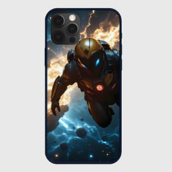 Чехол для iPhone 12 Pro Max Астронавт на фоне туманности, цвет: 3D-черный