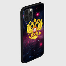 Чехол для iPhone 12 Pro Max Герб России и фиолетовое свечение, цвет: 3D-черный — фото 2