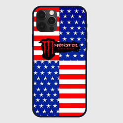 Чехол для iPhone 12 Pro Max Monster energy usa pattern, цвет: 3D-черный