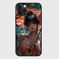 Чехол для iPhone 12 Pro Max Азиатская девушка с зонтом, цвет: 3D-черный