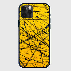 Чехол для iPhone 12 Pro Max Черные штрихи на желтом, цвет: 3D-черный