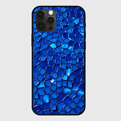 Чехол для iPhone 12 Pro Max Блестящие синие отражения, цвет: 3D-черный