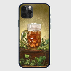 Чехол для iPhone 12 Pro Max Кружка пива акварель, цвет: 3D-черный