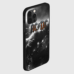 Чехол для iPhone 12 Pro Max ACDC металлический лого черно-белая текстура, цвет: 3D-черный — фото 2