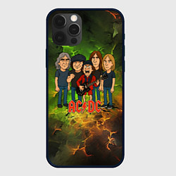 Чехол для iPhone 12 Pro Max Карикатура грууппы ACDC, цвет: 3D-черный