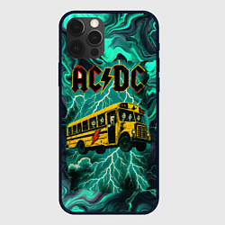 Чехол для iPhone 12 Pro Max Автобус ACDC в молнии, цвет: 3D-черный