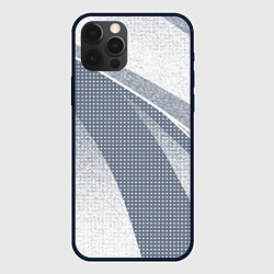 Чехол для iPhone 12 Pro Max Светлый серо-голубой текстурированный с полосой, цвет: 3D-черный