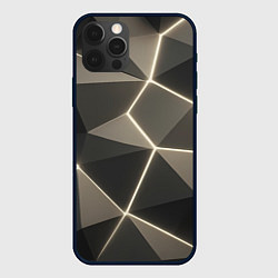 Чехол для iPhone 12 Pro Max Серая объемная текстура с гранями, цвет: 3D-черный