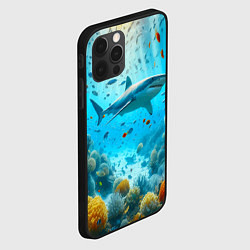 Чехол для iPhone 12 Pro Max Белая акула в коралловом рифе, цвет: 3D-черный — фото 2