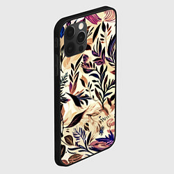Чехол для iPhone 12 Pro Max Цветочный светло-коричневый с листьями, цвет: 3D-черный — фото 2