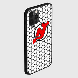 Чехол для iPhone 12 Pro Max Нью Джерси Девилз - белые соты, цвет: 3D-черный — фото 2
