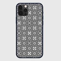 Чехол для iPhone 12 Pro Max Черно белый кружевной узор, цвет: 3D-черный