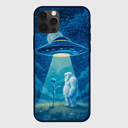 Чехол для iPhone 12 Pro Max Пришелец и снежный человек, цвет: 3D-черный