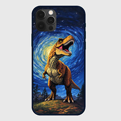 Чехол для iPhone 12 Pro Max Тираннозавр Рекс - звездная ночь, цвет: 3D-черный