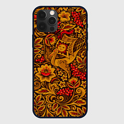 Чехол для iPhone 12 Pro Max Летучий корабль в стиле хохломской росписи, цвет: 3D-черный