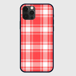 Чехол для iPhone 12 Pro Max Checked red white, цвет: 3D-черный