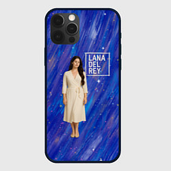 Чехол для iPhone 12 Pro Max Lana Del Rey в белом классическом платье на синем, цвет: 3D-черный