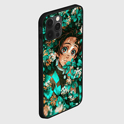 Чехол для iPhone 12 Pro Max Танджиро Demon slayer в цветах, цвет: 3D-черный — фото 2