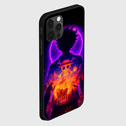Чехол для iPhone 12 Pro Max Ванпис - неоновый Луффи, цвет: 3D-черный — фото 2