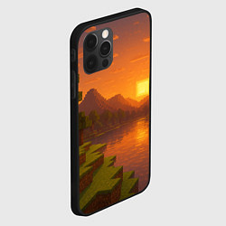 Чехол для iPhone 12 Pro Max Закат - Minecraft, цвет: 3D-черный — фото 2