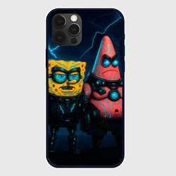 Чехол для iPhone 12 Pro Max Спанч Боб и Патрик киберпанк, цвет: 3D-черный