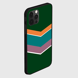 Чехол для iPhone 12 Pro Max Тёмный зелёный с полосами, цвет: 3D-черный — фото 2