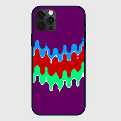 Чехол для iPhone 12 Pro Max Фиолетовый с искажёнными абстрактными полосами, цвет: 3D-черный