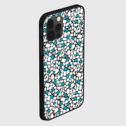 Чехол для iPhone 12 Pro Max Мелкий синий белый мозаичный узор на черном, цвет: 3D-черный — фото 2