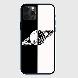 Чехол для iPhone 12 Pro Max Сатурн черно-белый, цвет: 3D-черный