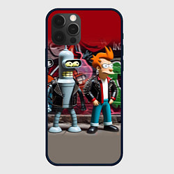 Чехол iPhone 12 Pro Max Bender bending robot and Fry - ai art graffiti