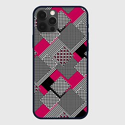 Чехол для iPhone 12 Pro Max Красно черная абстрактная геометрия пэчворк, цвет: 3D-черный