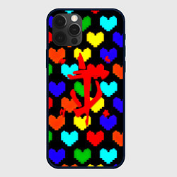 Чехол для iPhone 12 Pro Max Doom love pixel pattern, цвет: 3D-черный