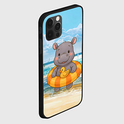 Чехол для iPhone 12 Pro Max Бегемотик в плавательном круге с уточкой, цвет: 3D-черный — фото 2
