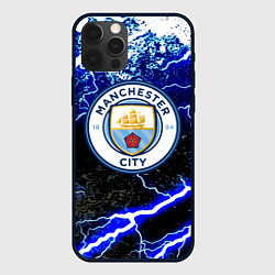 Чехол для iPhone 12 Pro Max Манчестер сити молнии шторм, цвет: 3D-черный
