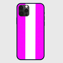 Чехол для iPhone 12 Pro Max Color white and pink, цвет: 3D-черный