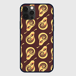 Чехол для iPhone 12 Pro Max Груши в шоколаде абстрактный паттерн, цвет: 3D-черный