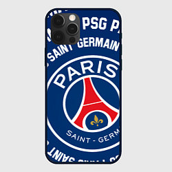 Чехол для iPhone 12 Pro Max ПСЖ надписи по кругу, цвет: 3D-черный