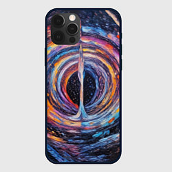 Чехол для iPhone 12 Pro Max Водоворот красок с брызгами, цвет: 3D-черный