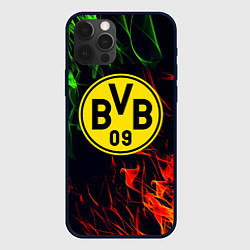 Чехол для iPhone 12 Pro Max Borussia flame toxic, цвет: 3D-черный