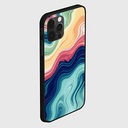 Чехол для iPhone 12 Pro Max Абстрактные волнистые линии синий, цвет: 3D-черный — фото 2
