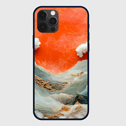 Чехол для iPhone 12 Pro Max Японский пейзаж абстракция, цвет: 3D-черный