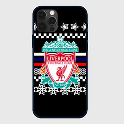 Чехол для iPhone 12 Pro Max Ливерпуль текстура триколор зима, цвет: 3D-черный