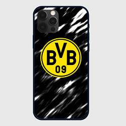 Чехол для iPhone 12 Pro Max Borussia штрихи красок текстура, цвет: 3D-черный